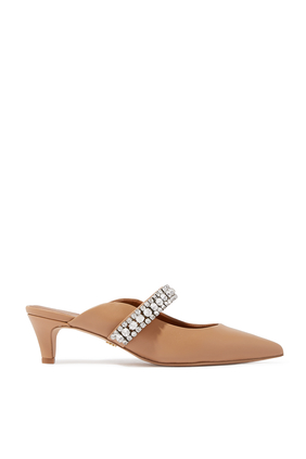 Duchess Crystal Leather Mules